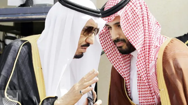 ملک سلمان و فرزندش در رینگ کشتی کج + عکس