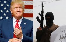 دستور رئیس‌جمهور امریکا و یوه شخص مسلح طالبان با چهرهٔ پوشیده