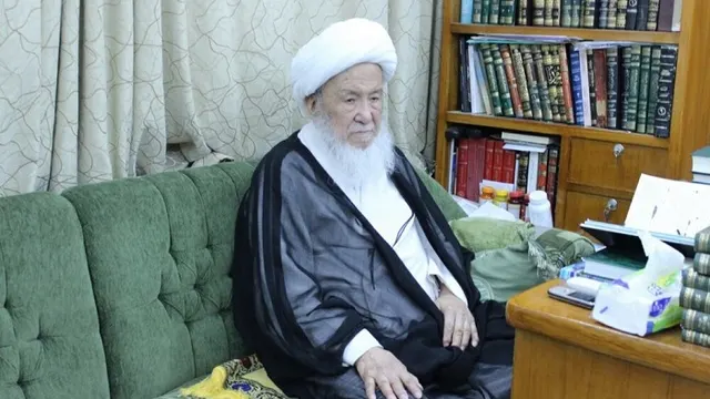 قرائت پیام تسلیت وزیر امور داخله طالبان در مراسم بزرگداشت آیت‌الله محمداسحاق فیاض